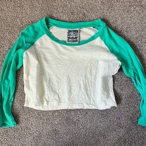 jungmaven cropped 3/4 sleeve raglan turquoise XS